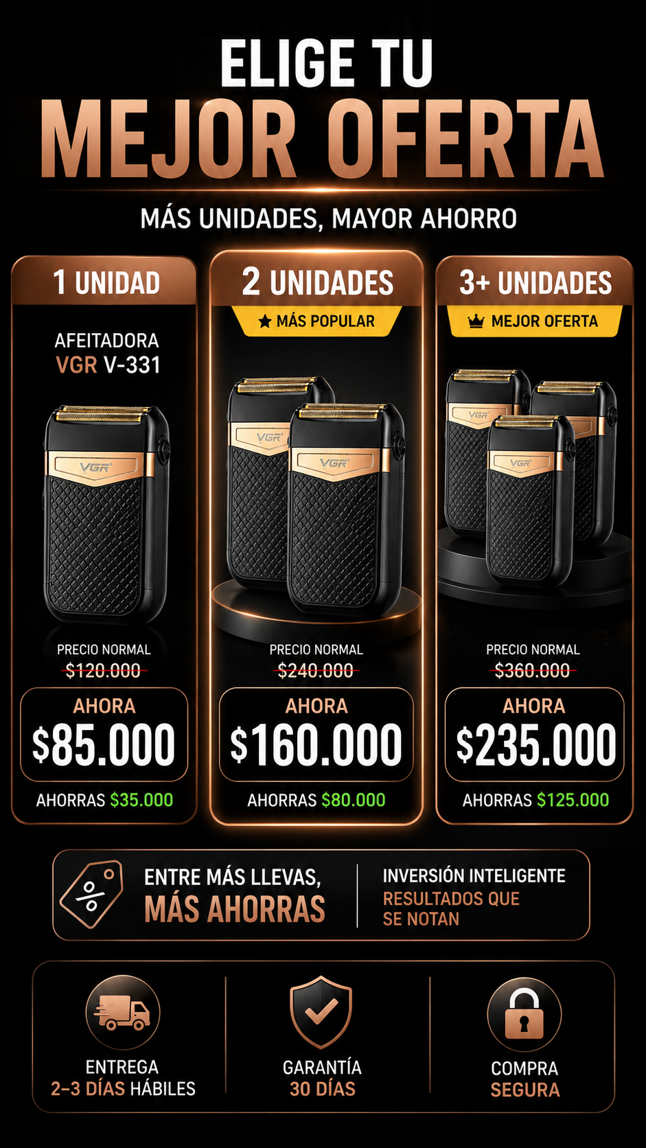 Afeitadora Shaver VGR V-331 Recargable
